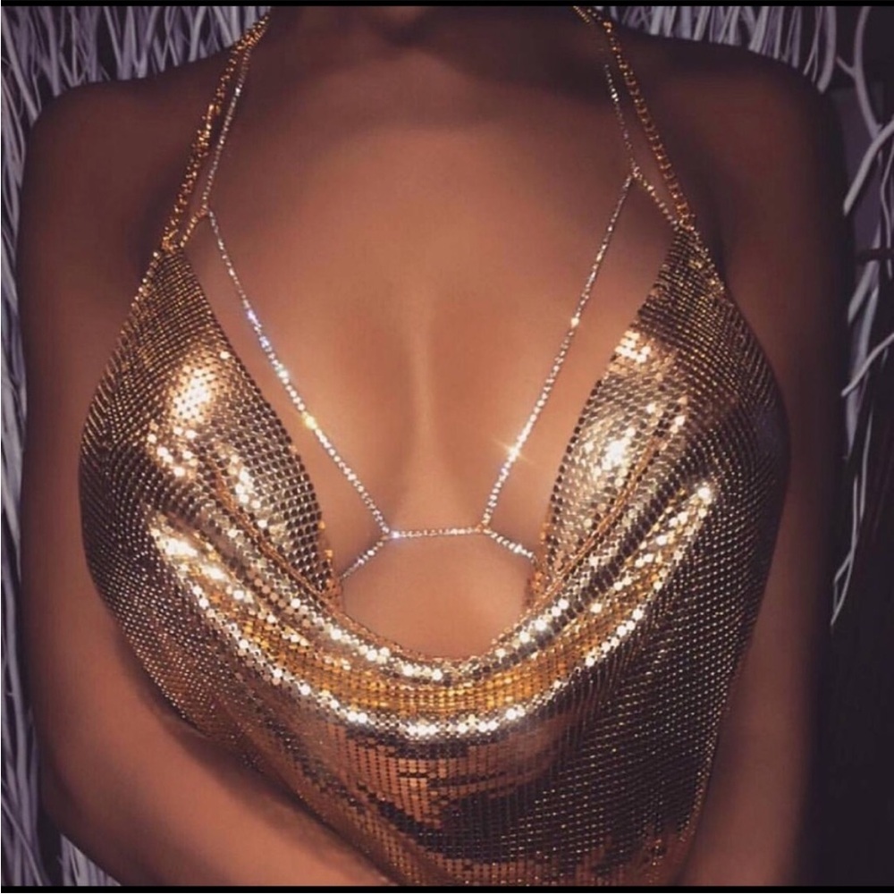 🔥Bella Gold Sequins Mesh Top🔥 - Picture 2 of 6